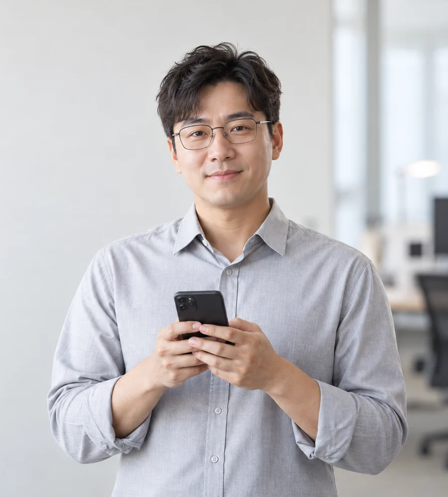 해운대 개인돈 대출 상담을 휴대전화로 안내받는 고객